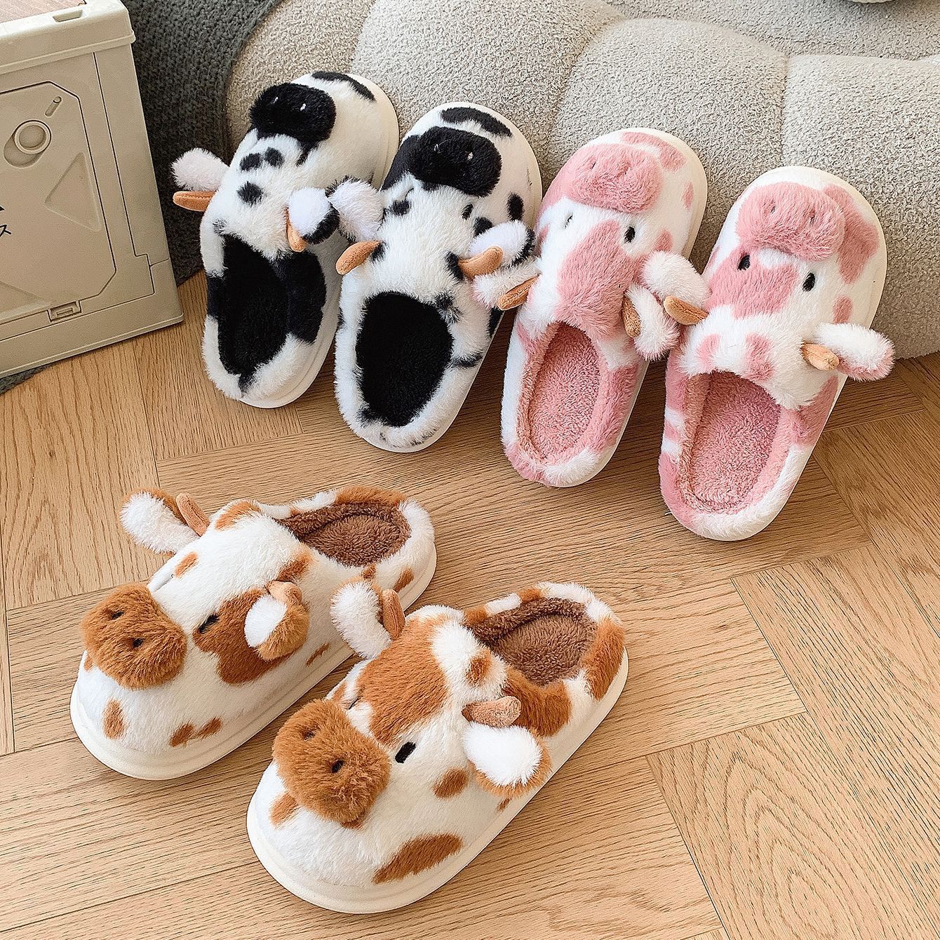 Moo & Clover™ Soft - Stitched Cow Slippers