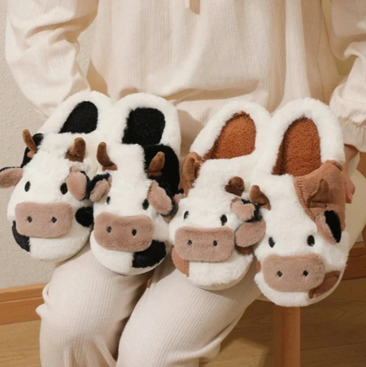 Moo & Clover™ Soft - Stitched Cow Slippers